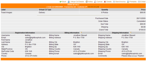 package order details