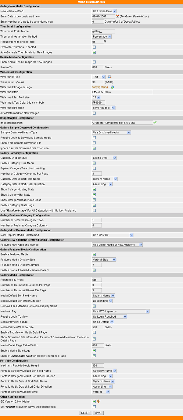 Media Configuration