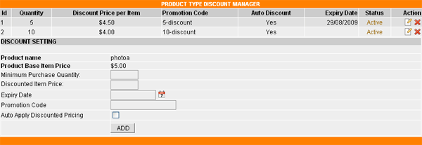 Product Type Discount Configuration