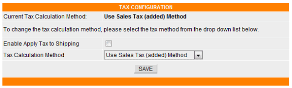 tax config